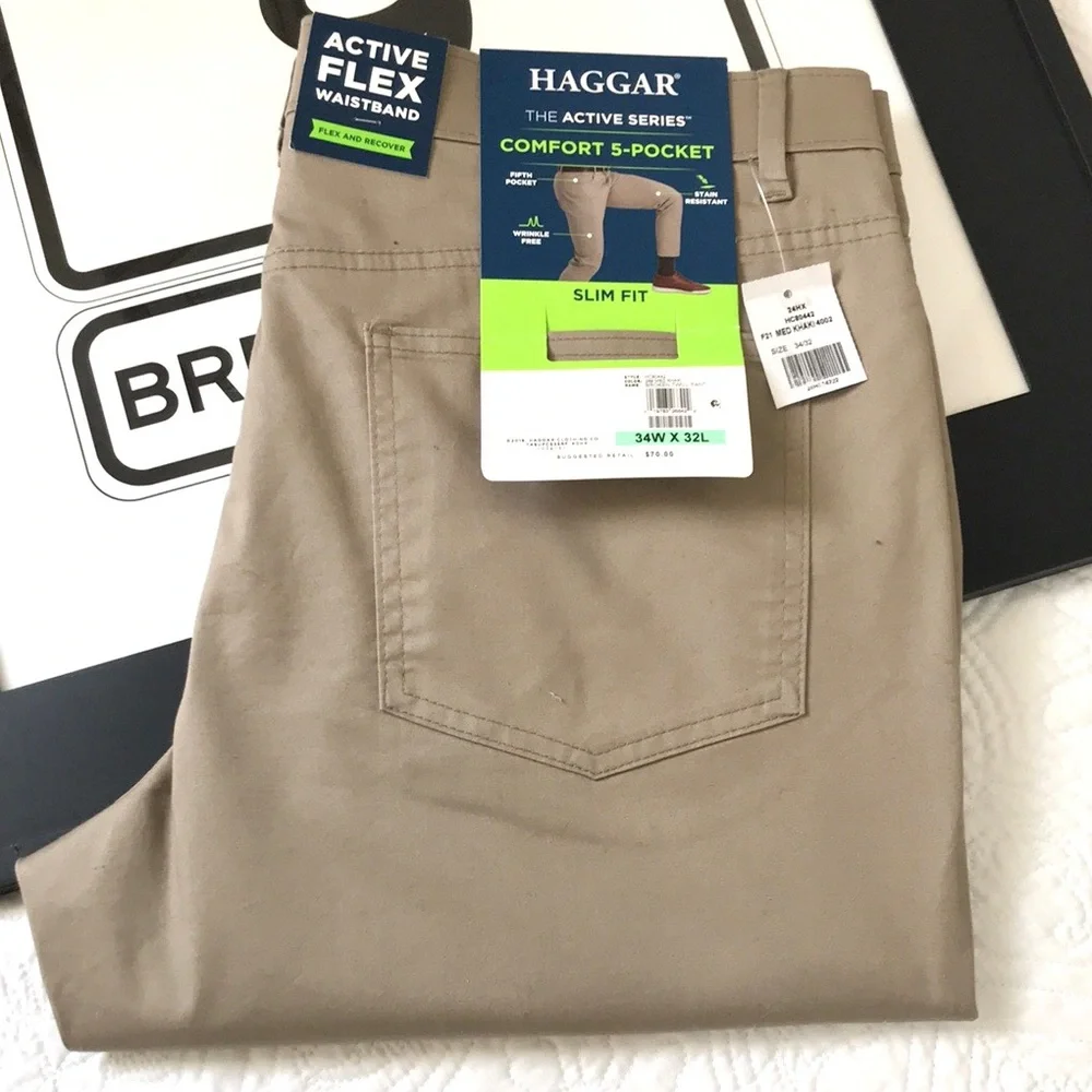 NWT Haggar Active Series Broken Twill Pants